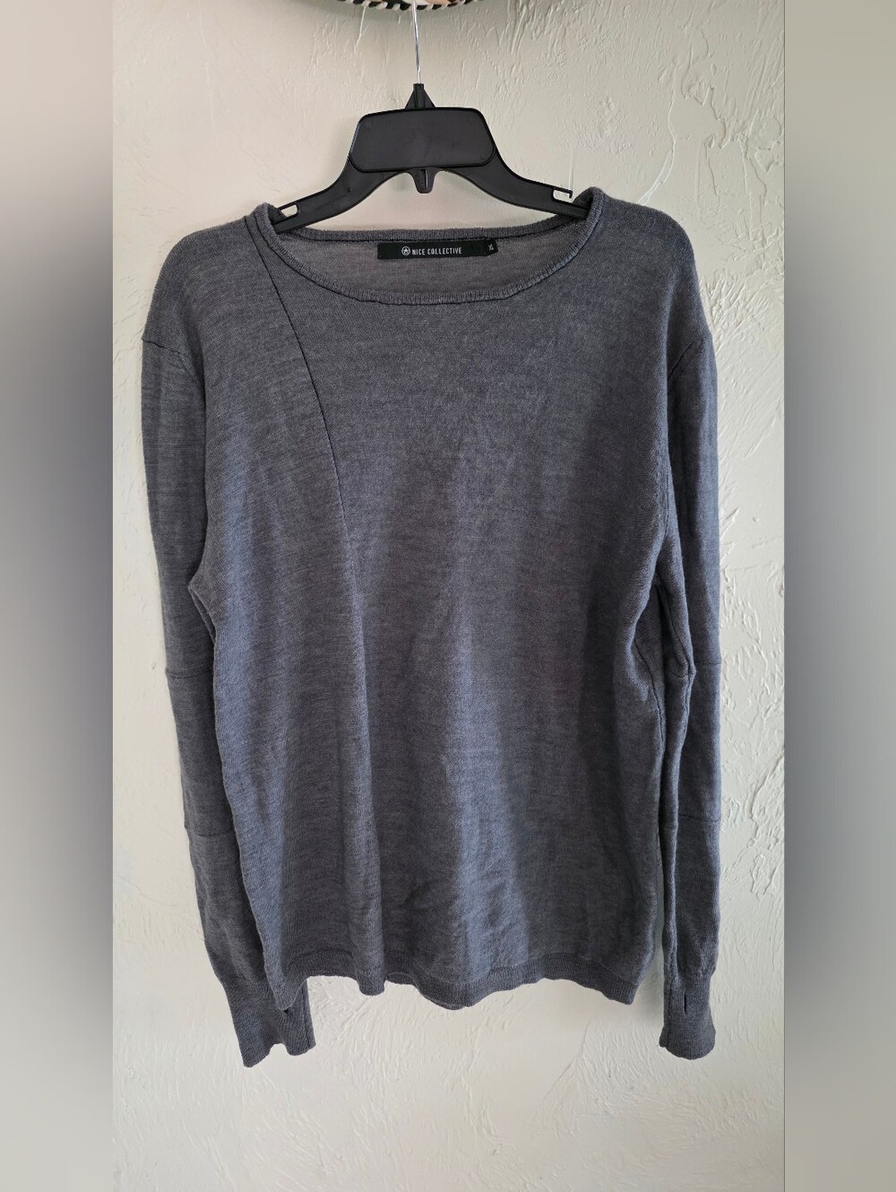 Nice Collective Merino Wool Knit Sweater In Gray